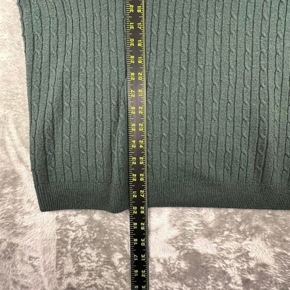 Vintage Consensus Sportswear Dark Green Cable Knit Long-Sleeve Polo Shirt XXL - Picture 4 of 5